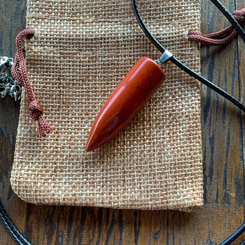 Red Jasper Bullet Necklace Crystals for Men Unisex Crystal Necklace Aries Gift